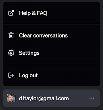 chatgpt privacy data sharing analysis - account menu