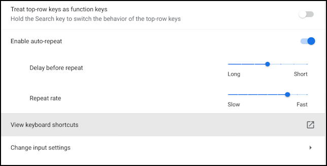 chromebook chrome os lock shortcut - settings > device > keyboard 2