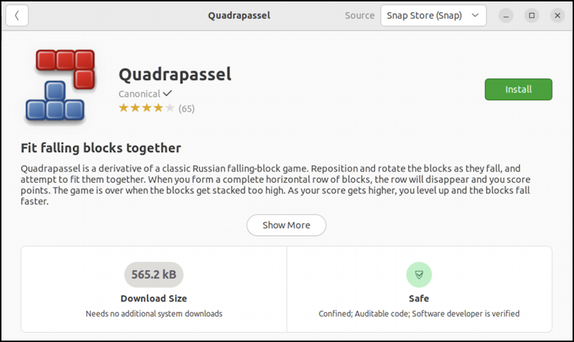 ubuntu linux tetris game - quadrepassel - info page