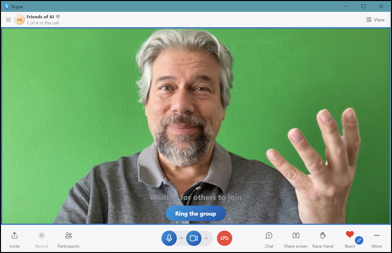 microsoft skype with bing ai - green screen video waiting for participants