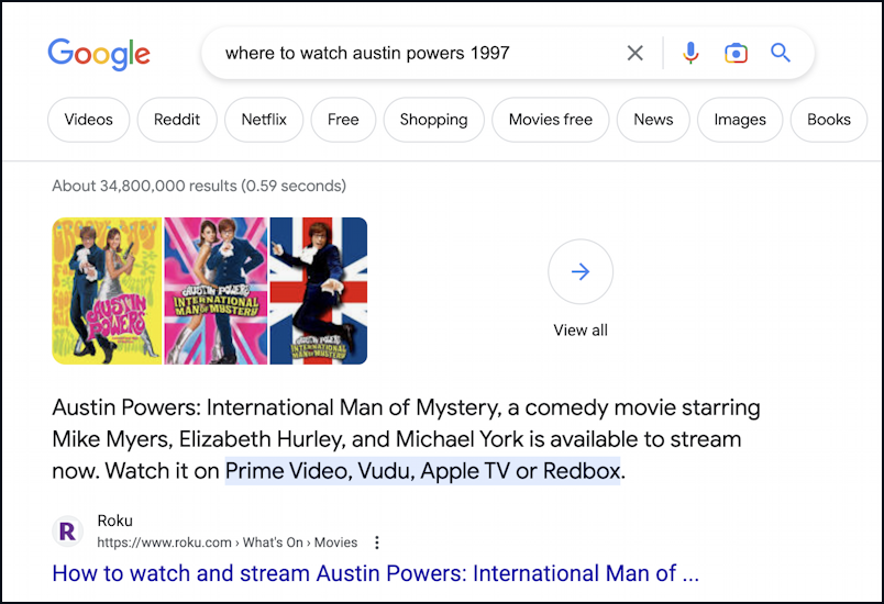 where to watch austin powers 1997 - google