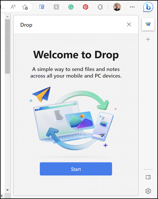 enable use microsoft edge drop file sharing - welcome