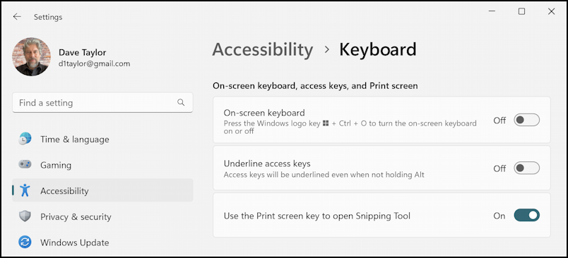 windows 11 print screen prtscr - accessibility keyboard