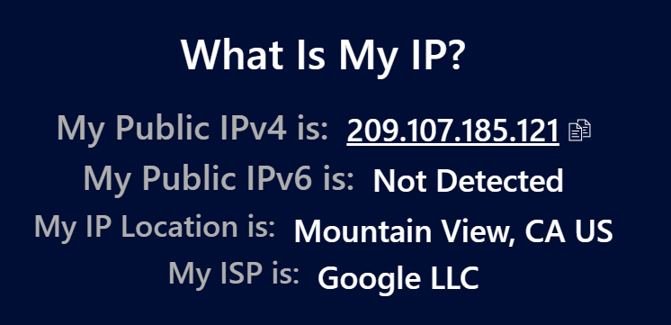 WhatIsMyIP.com vpn by google one reporting mountain view, ca