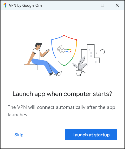 vpn by google one - launch on startup?