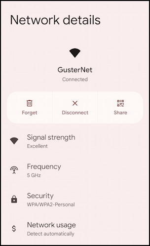 android internet speed - more info about wifi network