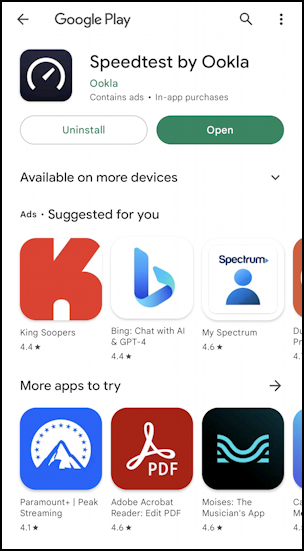 android internet speed - google play store speedtest from ookla app