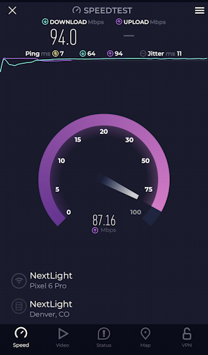 android internet speed - speedtest app running