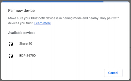 chromebook chrome os bluetooth pair - available devices