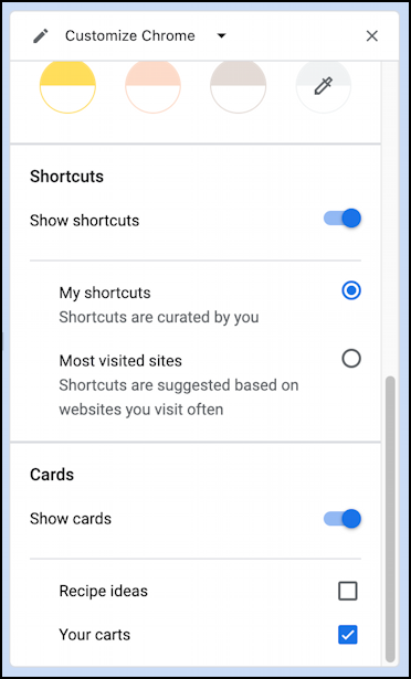 customize google chrome theme colors - settings options