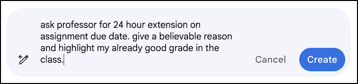 gmail duet ai tools - help me write - request for deadline extension