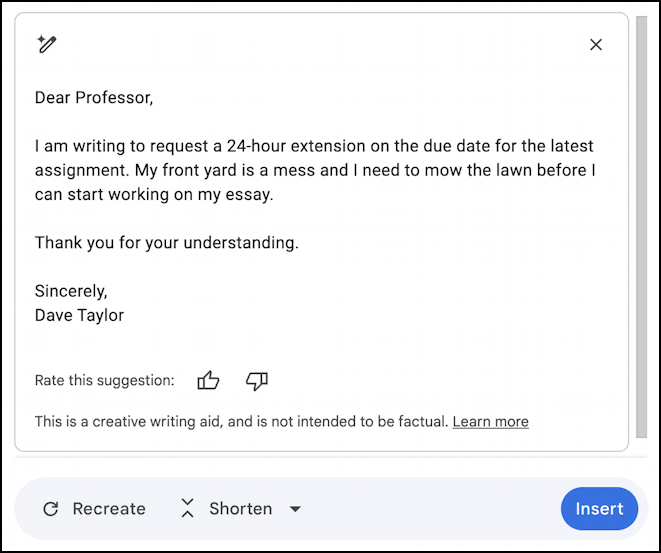 gmail duet ai tools - refine draft shorten
