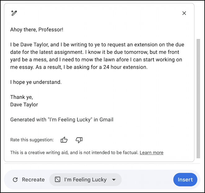 gmail duet ai tools - i'm feeling lucky - pirate