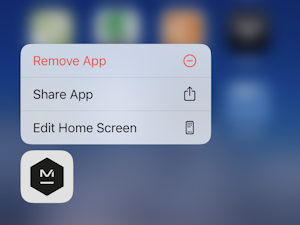iphone ios organize apps folders - context pop-up menu