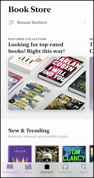 iphone ipad ios books ebook store - main screen