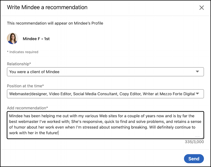 linkedin write submit recommendation - written recommendation note