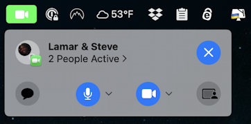 facetime share screen mac - menubar icon menu