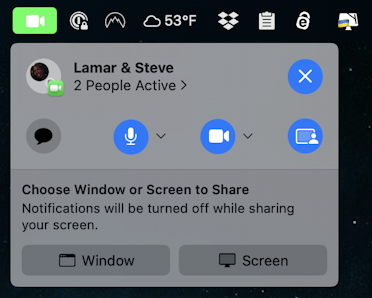 facetime share screen mac - screen sharing options