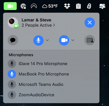 facetime share screen mac - audio input microphone choices