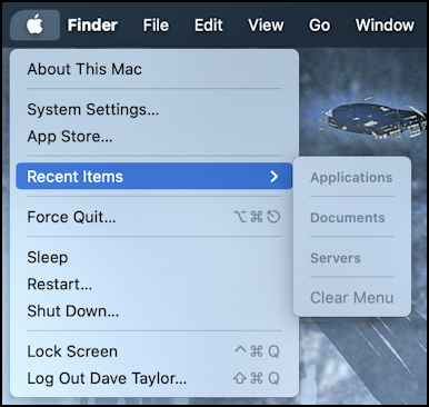 mac macos recent apps docs - cleared menu