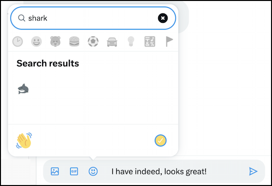 twitter dm conversation web interface - emoji search box window