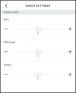 amazon alexa app - speaker eq - audio settings bass midrange treble