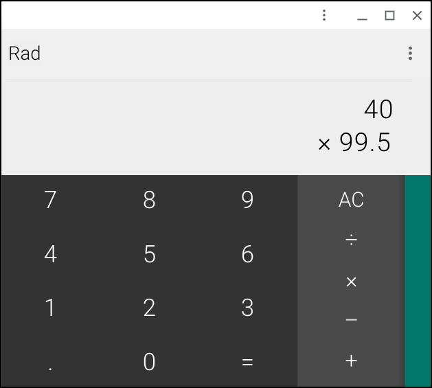 chromebook chrome os calculator - standard view