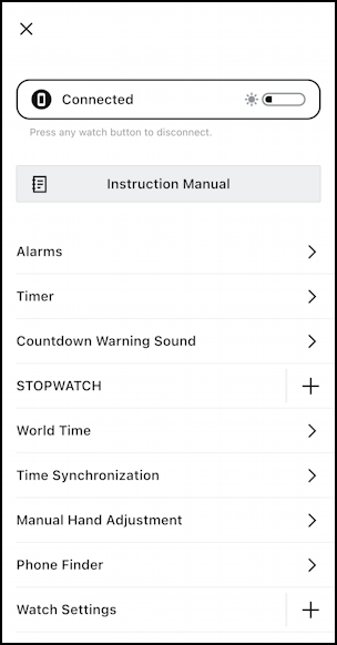 casio edifice sync with iphone android phone - all settings preferences