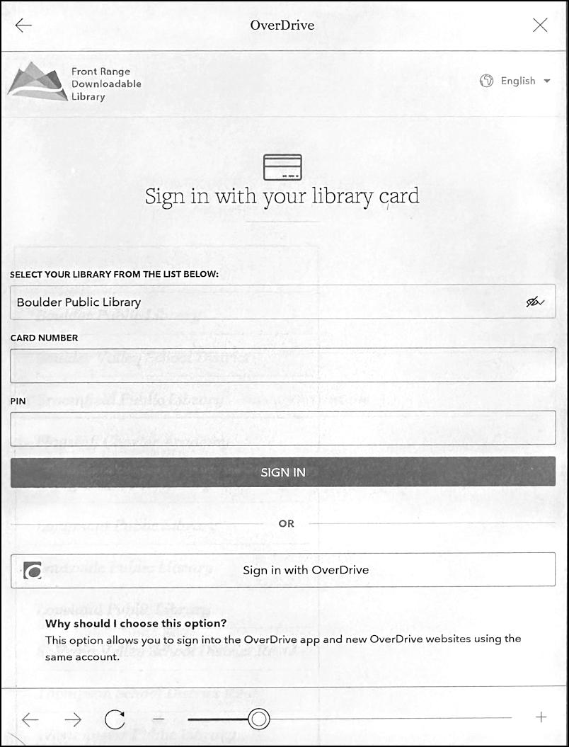 rakuten kobo reader overdrive library ebook - log in to your library account