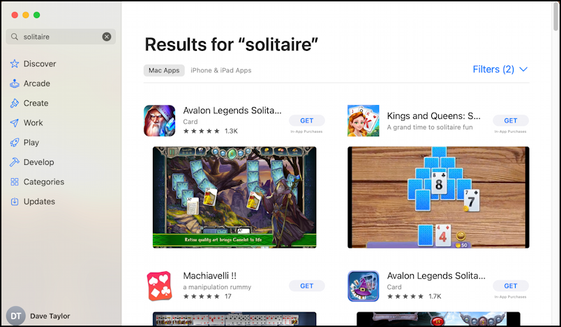 mac macos app store solitaire - search results filtered
