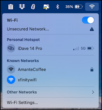 mac macos online wireless network connection - xfinitywifi