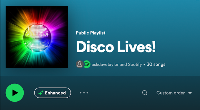 create custom spotify playlist disco - enhanced with 27 tracks