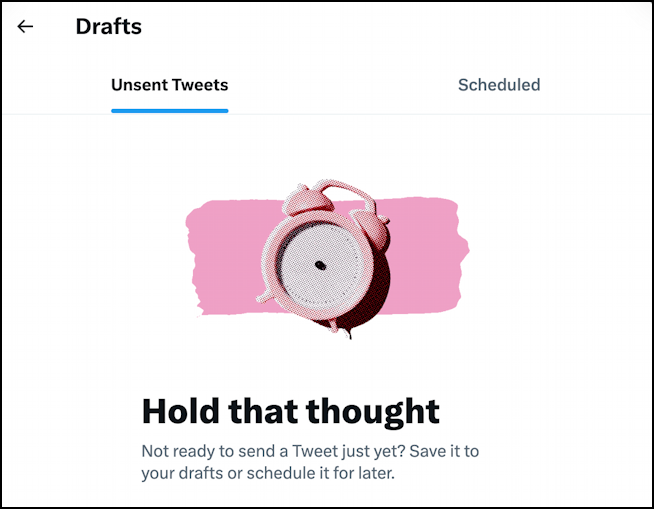 schedule delete scheduled twitter tweets - drafts hold that thought