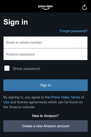 amazon prime video for mobile iphone - log in