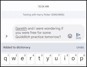 android add remove word dictionary - word added to personal dictionary