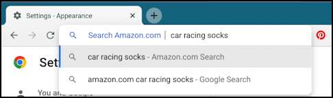 chrome os add search shortcut wikipedia - search amazon for socks