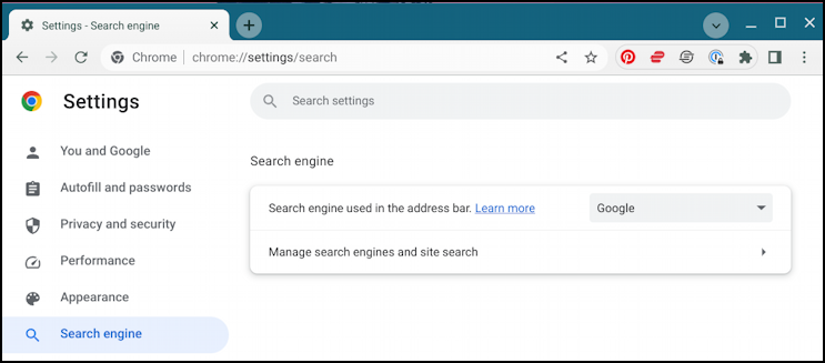 chrome os add search shortcut wikipedia - settings