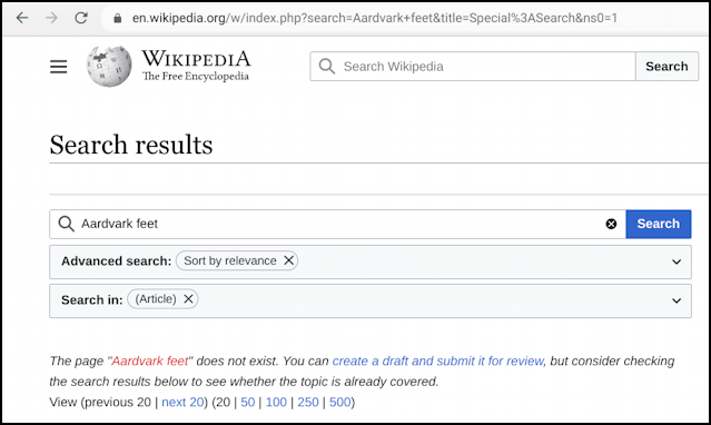 chrome os add search shortcut wikipedia - obscure search results page