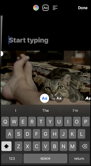 facebook mobile photo editor - enter overlay text