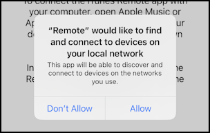 pair iphone imac mac itunes music remote - grant access network