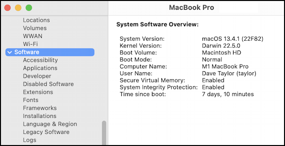 macos find version number release - system report software