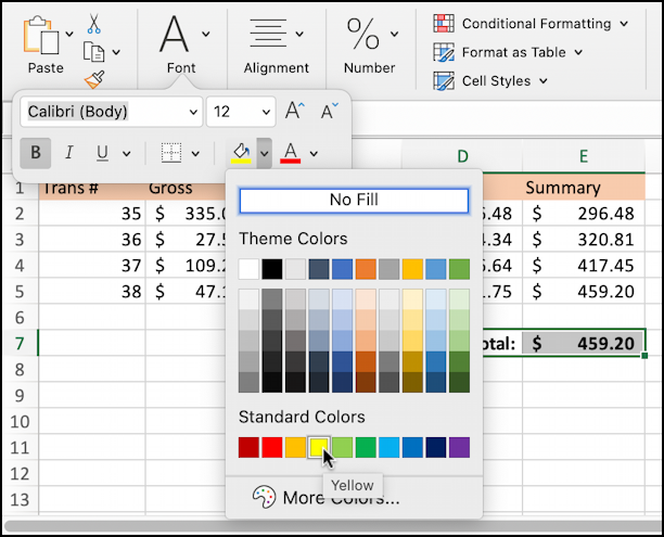 microsoft excel add border cell value - add color fill