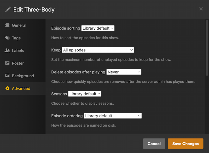 plex credits detection shrinks tv episode - info with advanced options