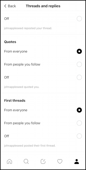 threads by instagram - improve feed settings - mute hide first threads posts