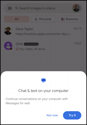 android sync messages web - messages on phone