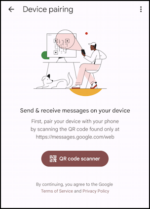android sync messages web - ready for qr scan