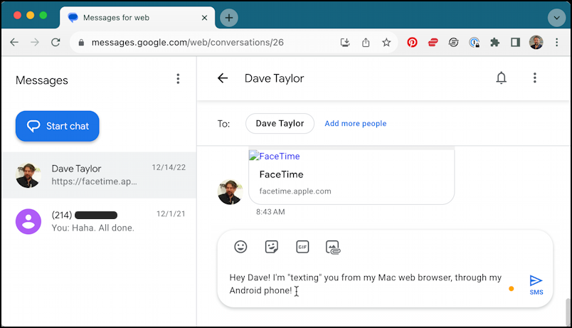 android sync messages web - keep conversing via the web
