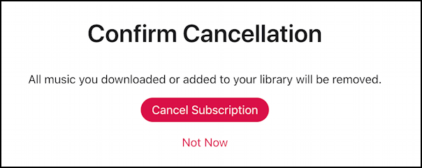 cancel apple music subscription online - confirm cancellation