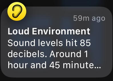 apple watch warning: loud environment