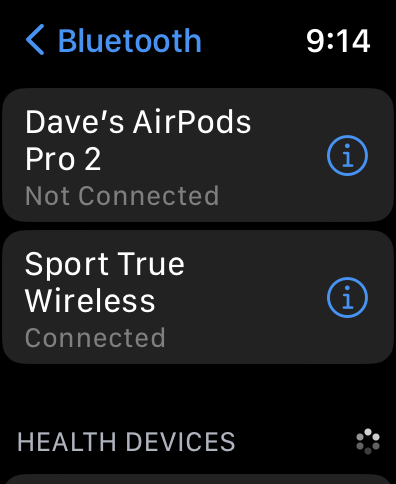 apple watch pairing bluetooth - device connected